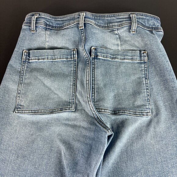 Zara Jean Women 32x27* High Rise Wide Leg Blue Faded Raw Bottom Hem Denim Tag 12 - Picture 10 of 16